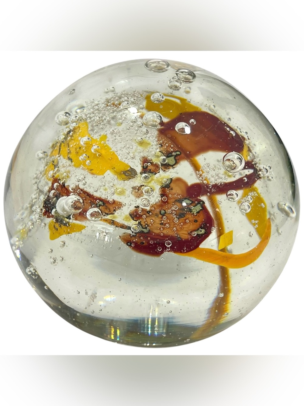 Vintage 1990s Brian Ashby Signed Art Glass Paperweight 1993 Made in Canada